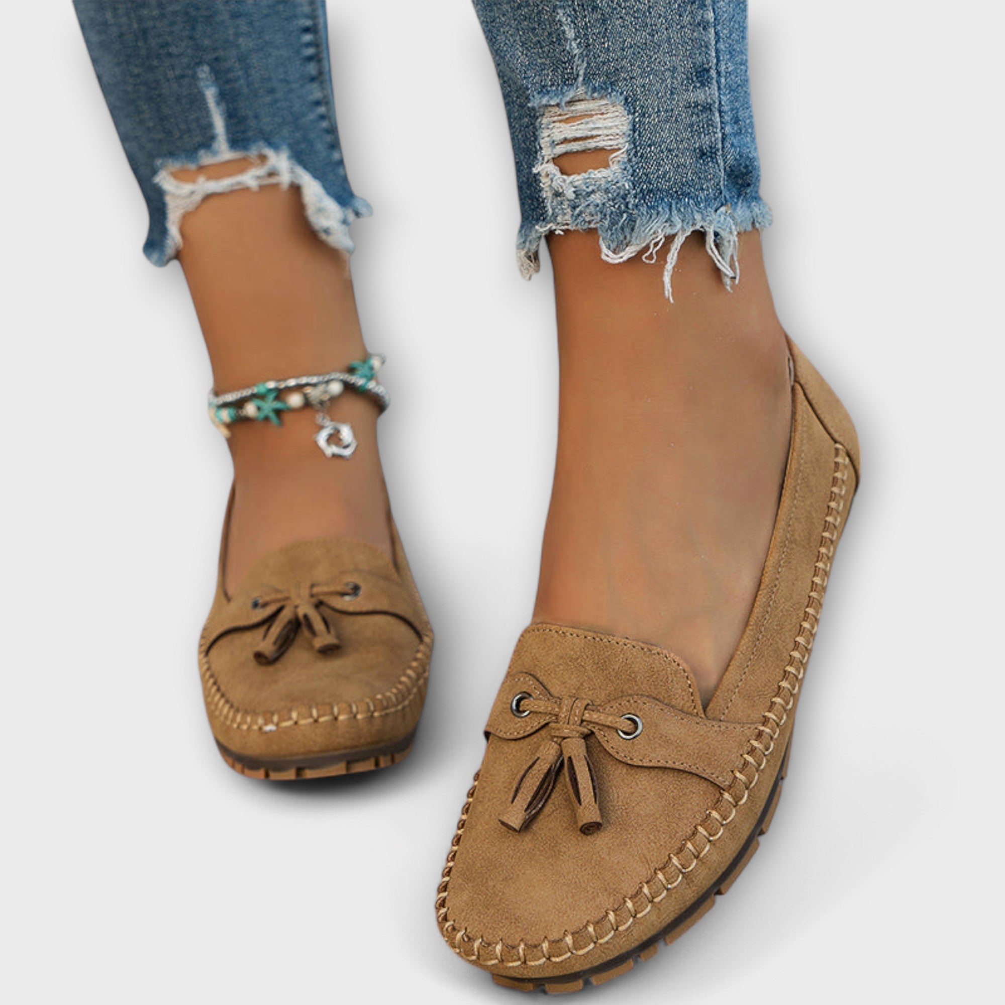 Lieselotte - Blaue Boots-Loafer mit Quasten