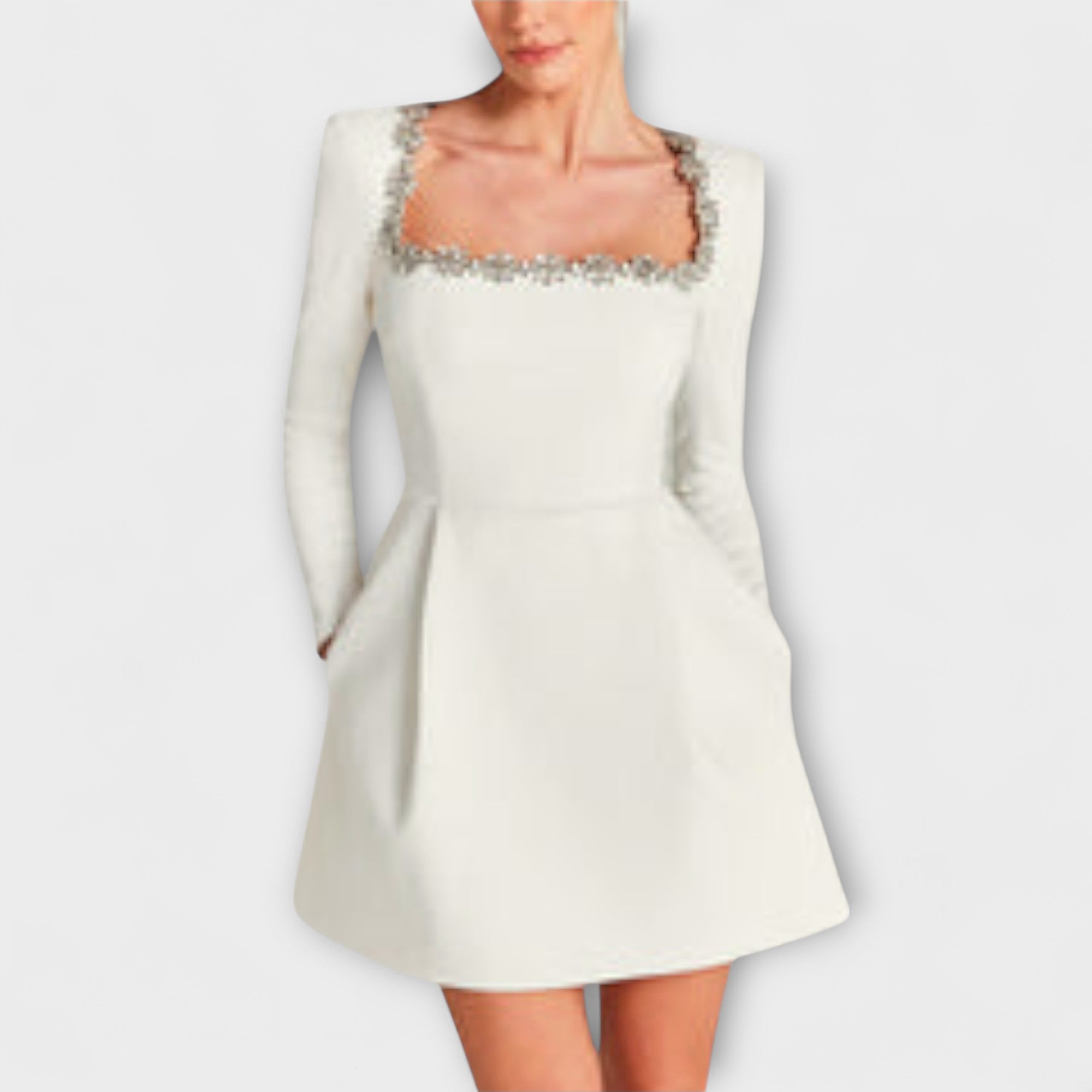 Wren - Schwarzes Samt-Mini-Kleid mit Schmucksteinen