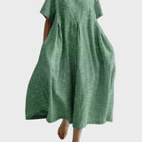Altrosa Streifen-Leinenkleid