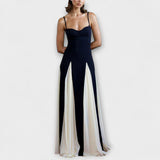 Eliza - Dunkelblauer Jumpsuit mit cremefarbenem Einsatz
