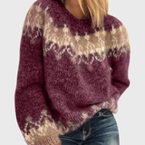 Nikola | Brauner gemütlicher Pullover mit Norweger-Muster