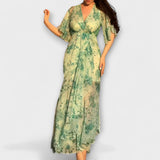 Lana - Grünes Maxikleid mit Blütenmuster
