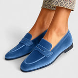 Theodelinde - Blaue Samt-Loafer