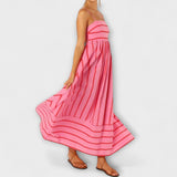 Svea - Rosa gestreiftes Maxikleid