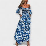 Bella - Rotes Off-Shoulder-Kleid mit Blütenmuster