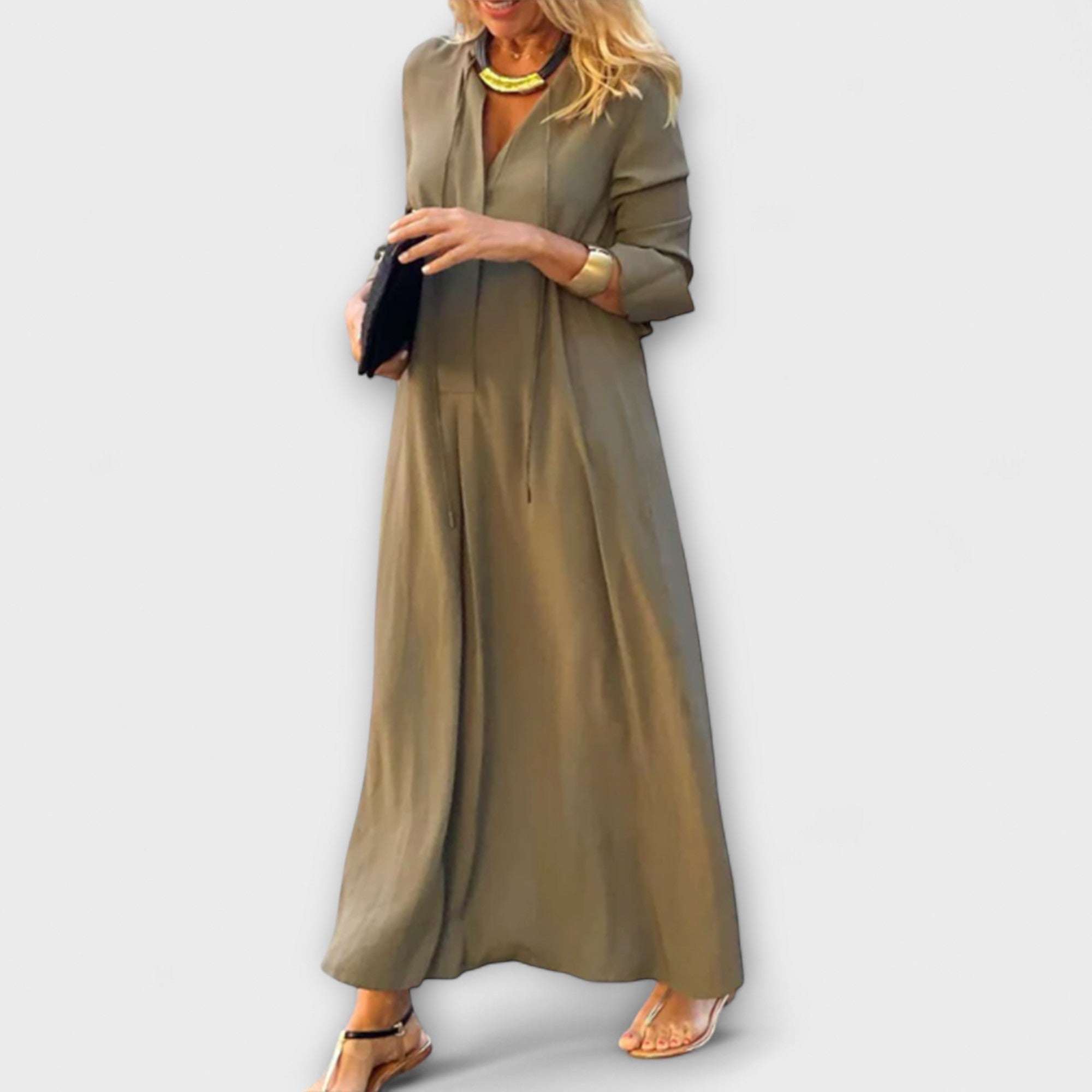 Hannalore - Schwarzes bequemes Maxikleid