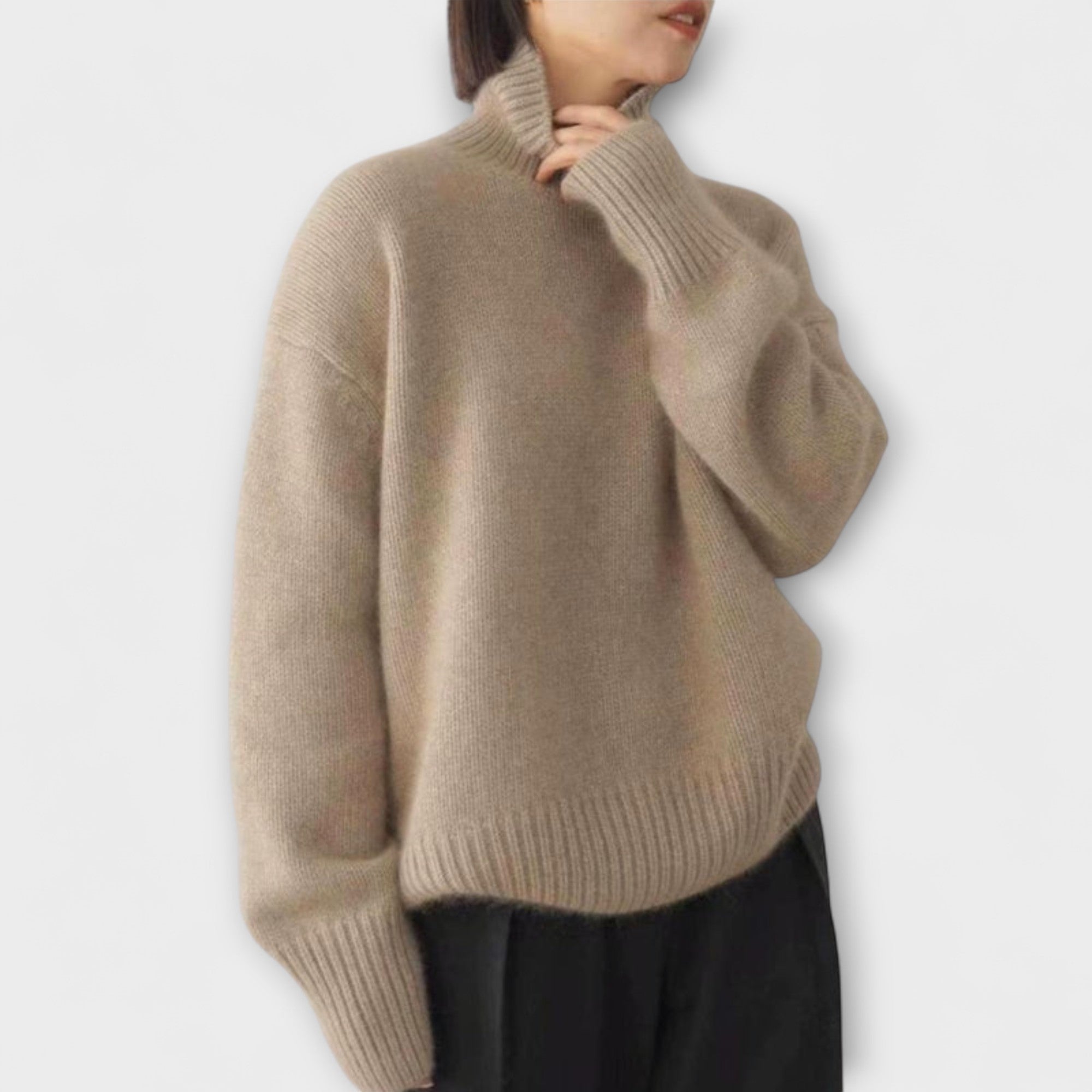 Mera - Cremefarbener Kaschmir-Rollkragenpullover