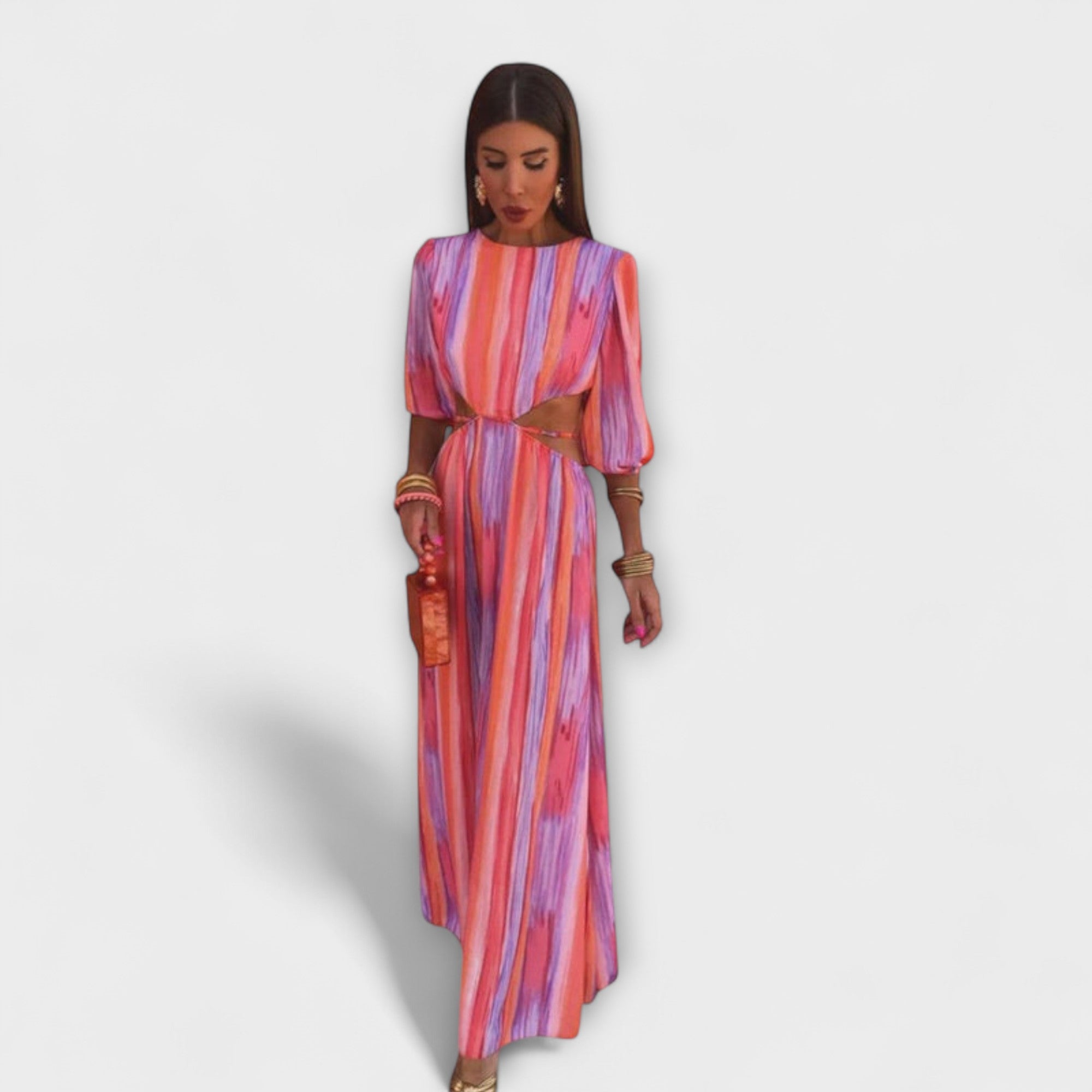 Paloma - Buntes gestreiftes Kleid mit Cut-Outs