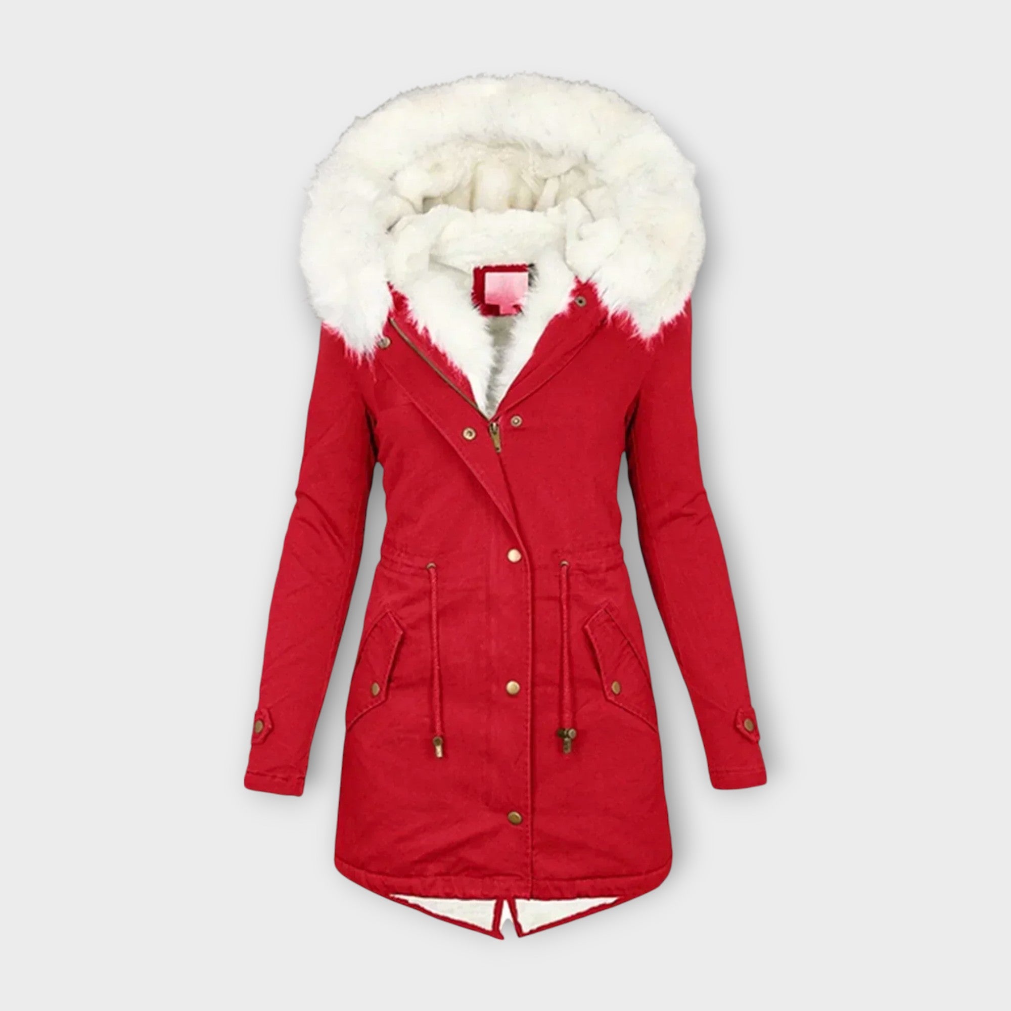 Ivara - Olivgrüne Winterjacke mit Fellkapuze