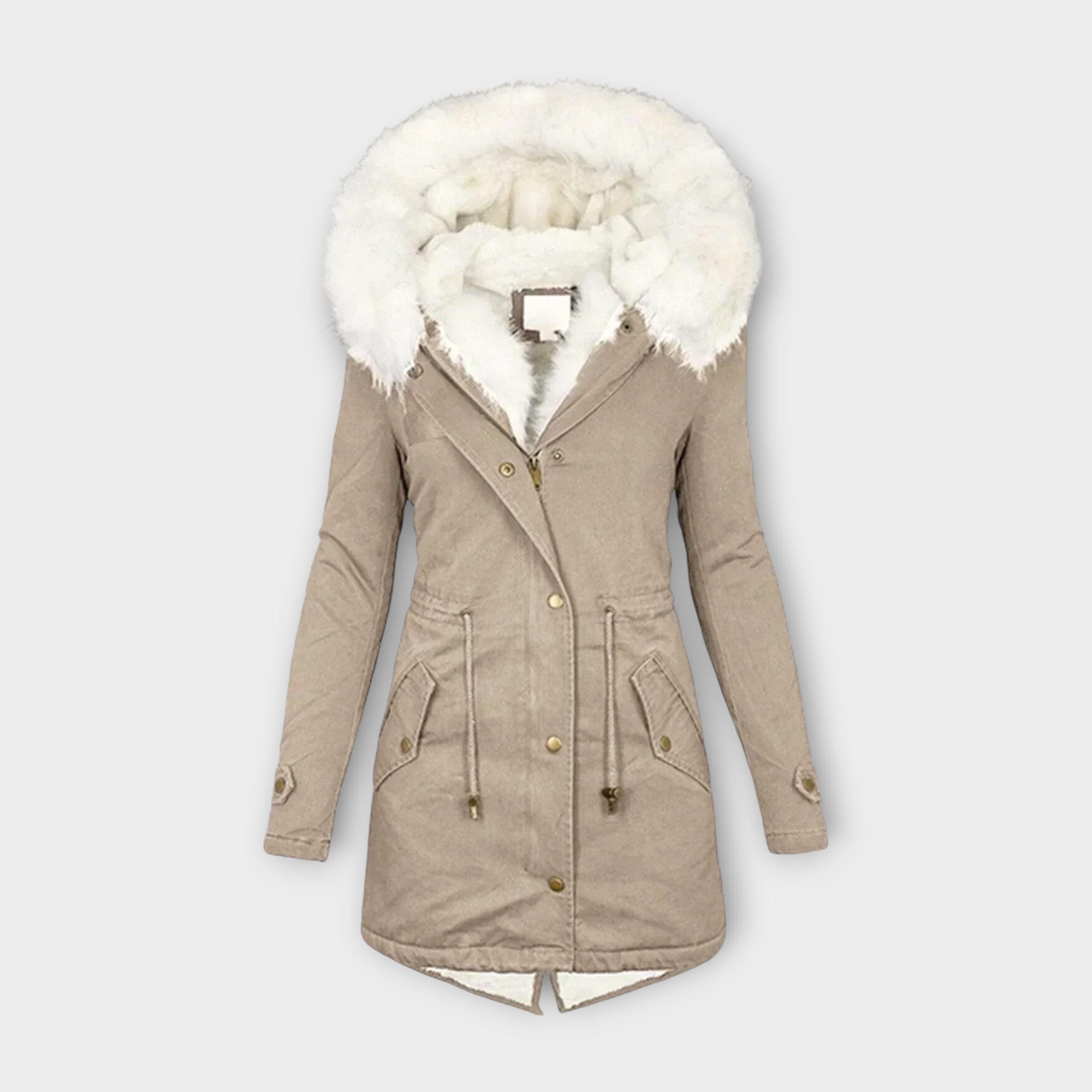 Ivara - Olivgrüne Winterjacke mit Fellkapuze