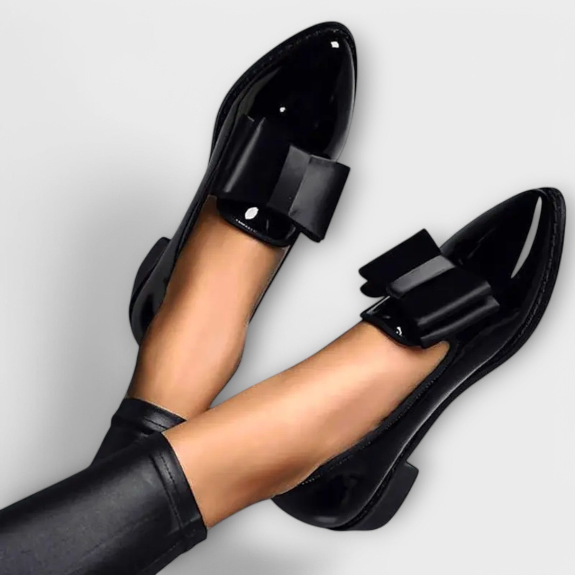 Helga - Bordeauxrote Lack-Ballerinas mit Schleife
