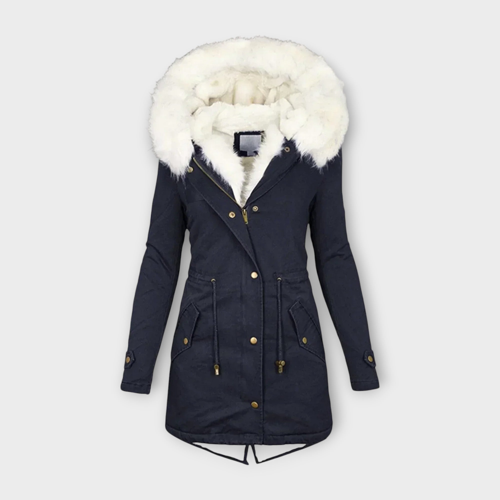 Ivara - Olivgrüne Winterjacke mit Fellkapuze