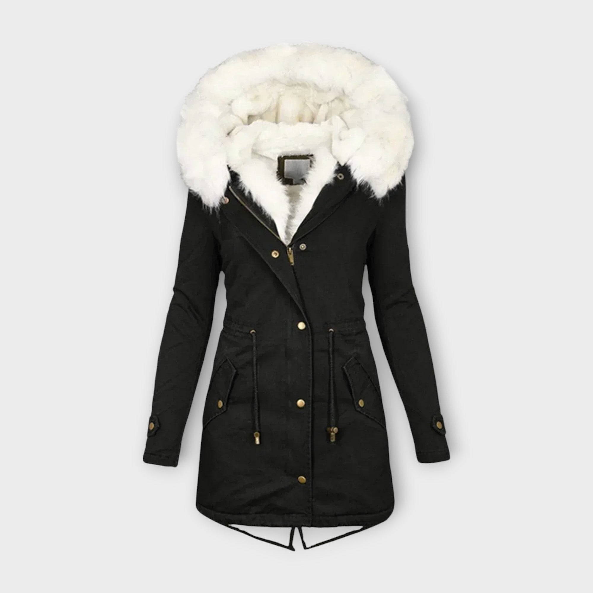 Ivara - Olivgrüne Winterjacke mit Fellkapuze