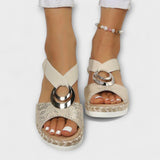Roswitha - Beige Komfort-Sandalen
