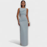 Rieke - Beiges Maxikleid mit hohem Beinschlitz