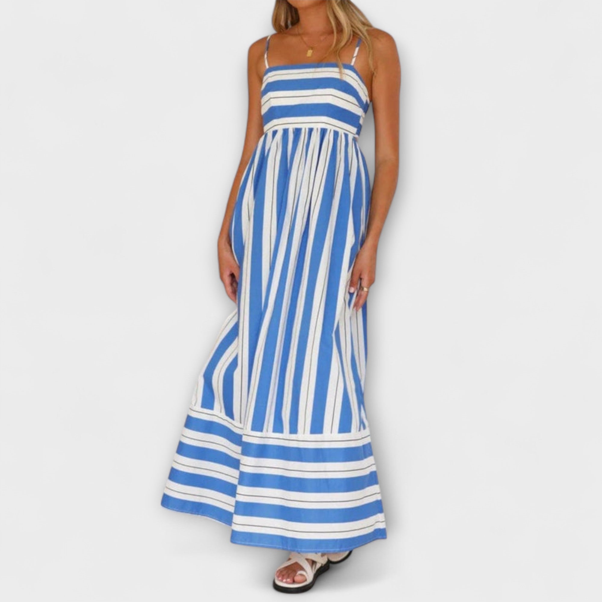 Svea - Rosa gestreiftes Maxikleid