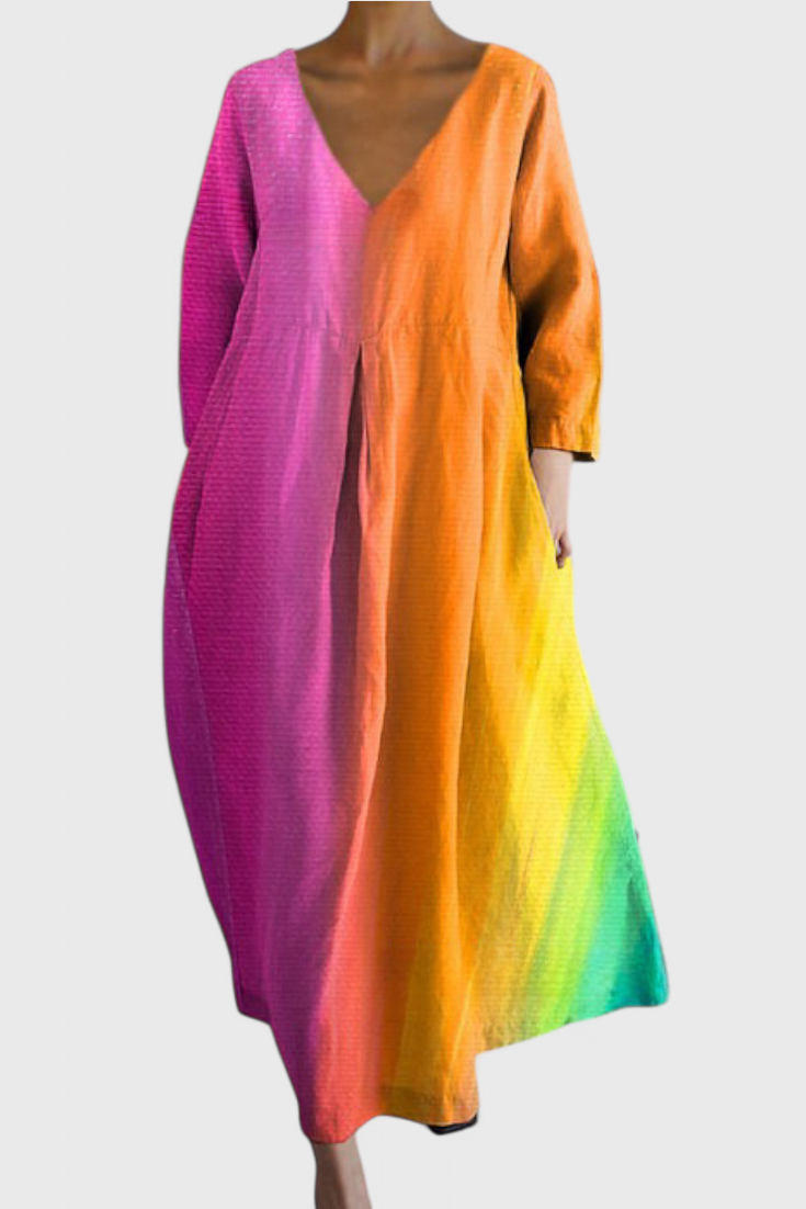 Ana - Buntes fliessendes Kleid mit Aquarellmuster