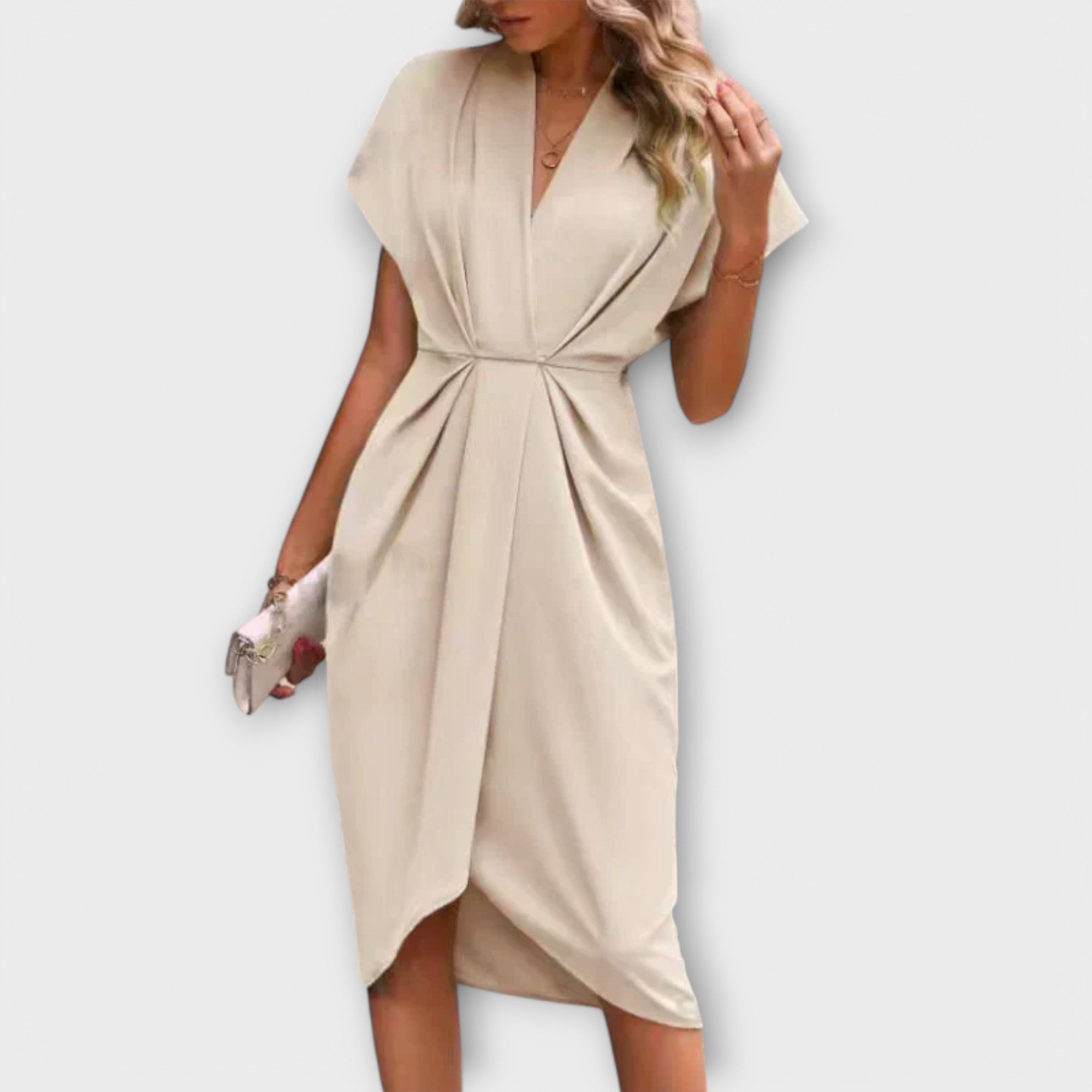 Serena - Schwarzes Midi-Wickelkleid