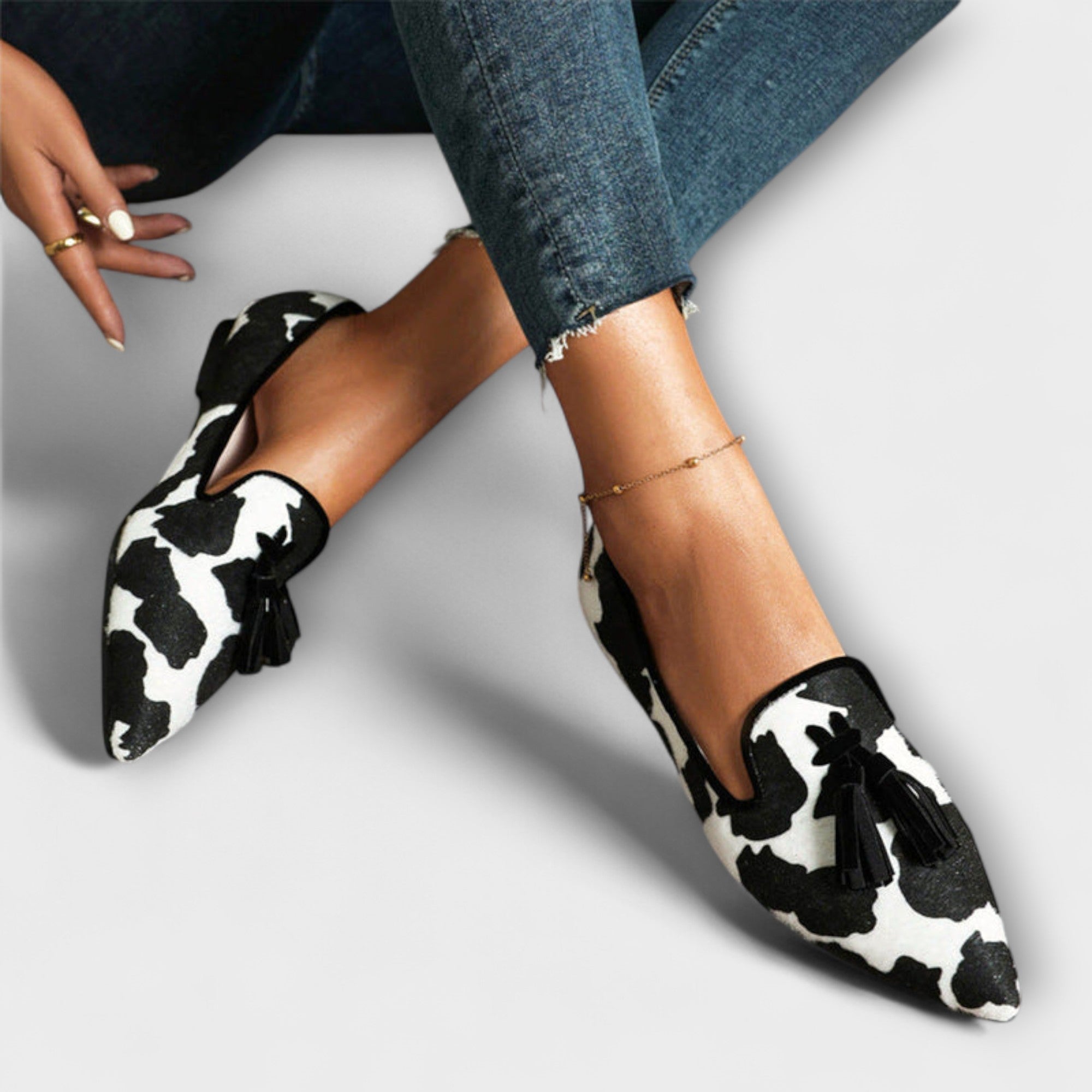 Juliane - Leoparden-Slipper mit Quasten