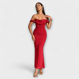 Ione - Braunes Off-Shoulder-Bodycon-Kleid
