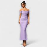Ione - Braunes Off-Shoulder-Bodycon-Kleid