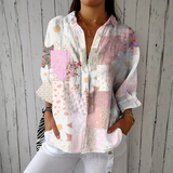 Aurora - Weisse Bluse mit zartem Patchworkmuster