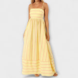 Svea - Rosa gestreiftes Maxikleid