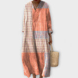 Bethany - Orange-weisses Kleid mit Patchworkmuster