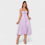 Hope - Cremefarbenes Kleid mit Rüschen und Schlitz