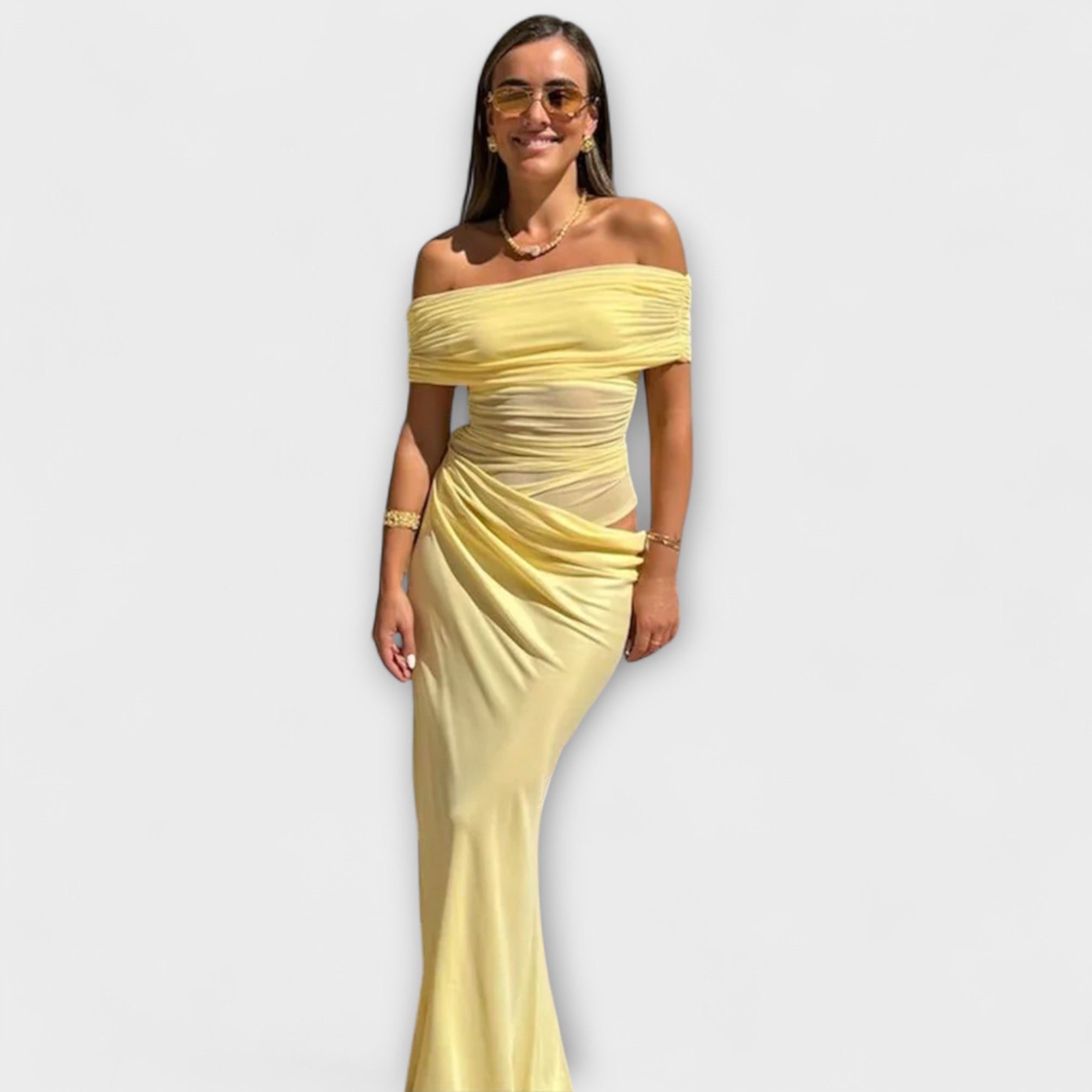 Puss - Gelbes Maxikleid mit Rüschen
