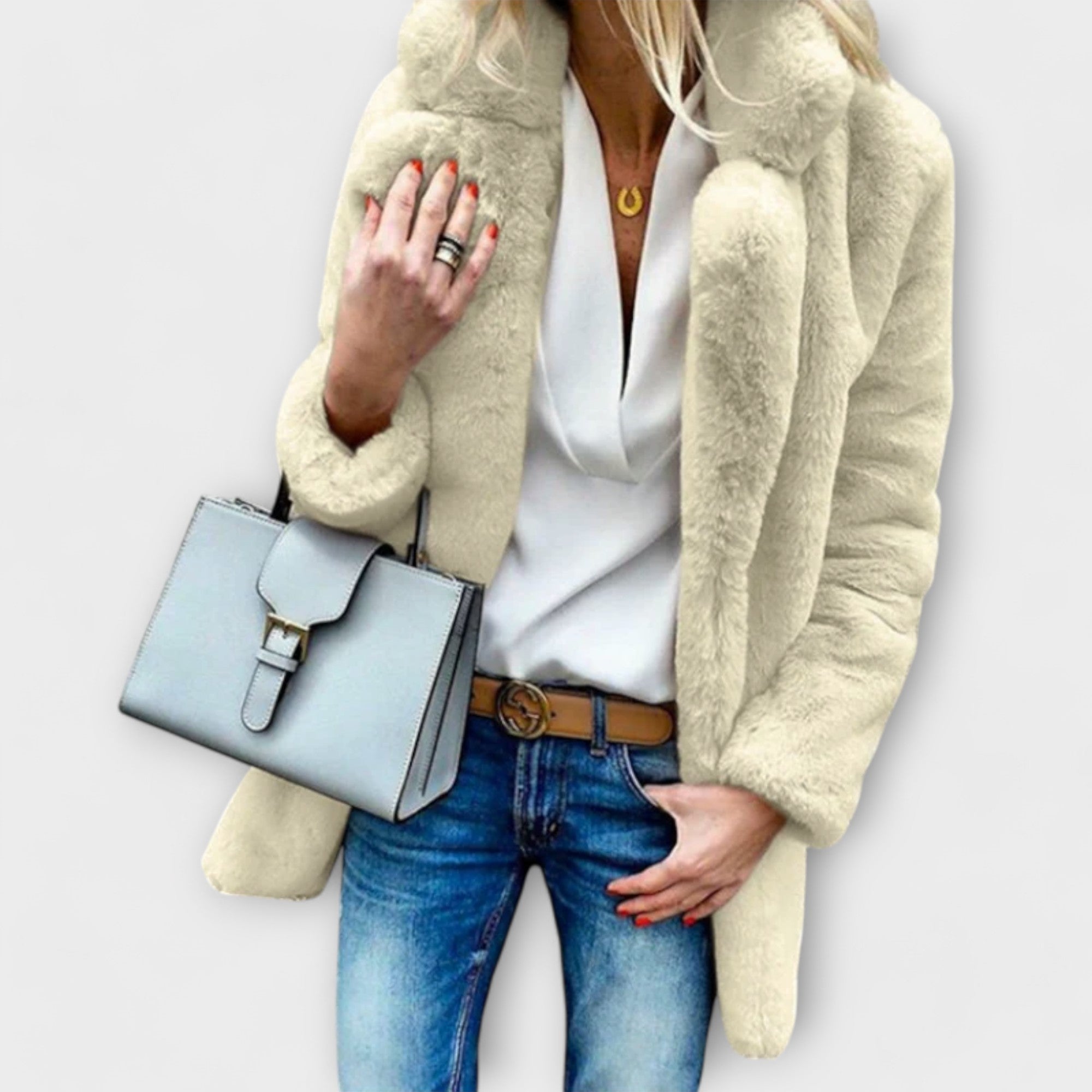 Luna - Graue warme Flausch-Winterjacke