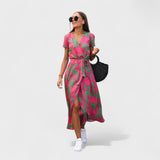 Lila Rosa - Pinkes Boho-Kleid mit Blütenmuster