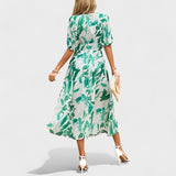 Clara - Blaues Blumen-Midikleid