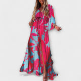 Isla - Buntes Maxikleid mit V-Ausschnitt
