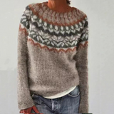 Tatjana | Grauer Retro-Pullover mit Norweger-Muster