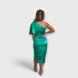 Élise - Blaues luxuriöses One-Shoulder-Abendkleid