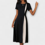 Hanne - Schwarz-weisses Midikleid mit Farbblock