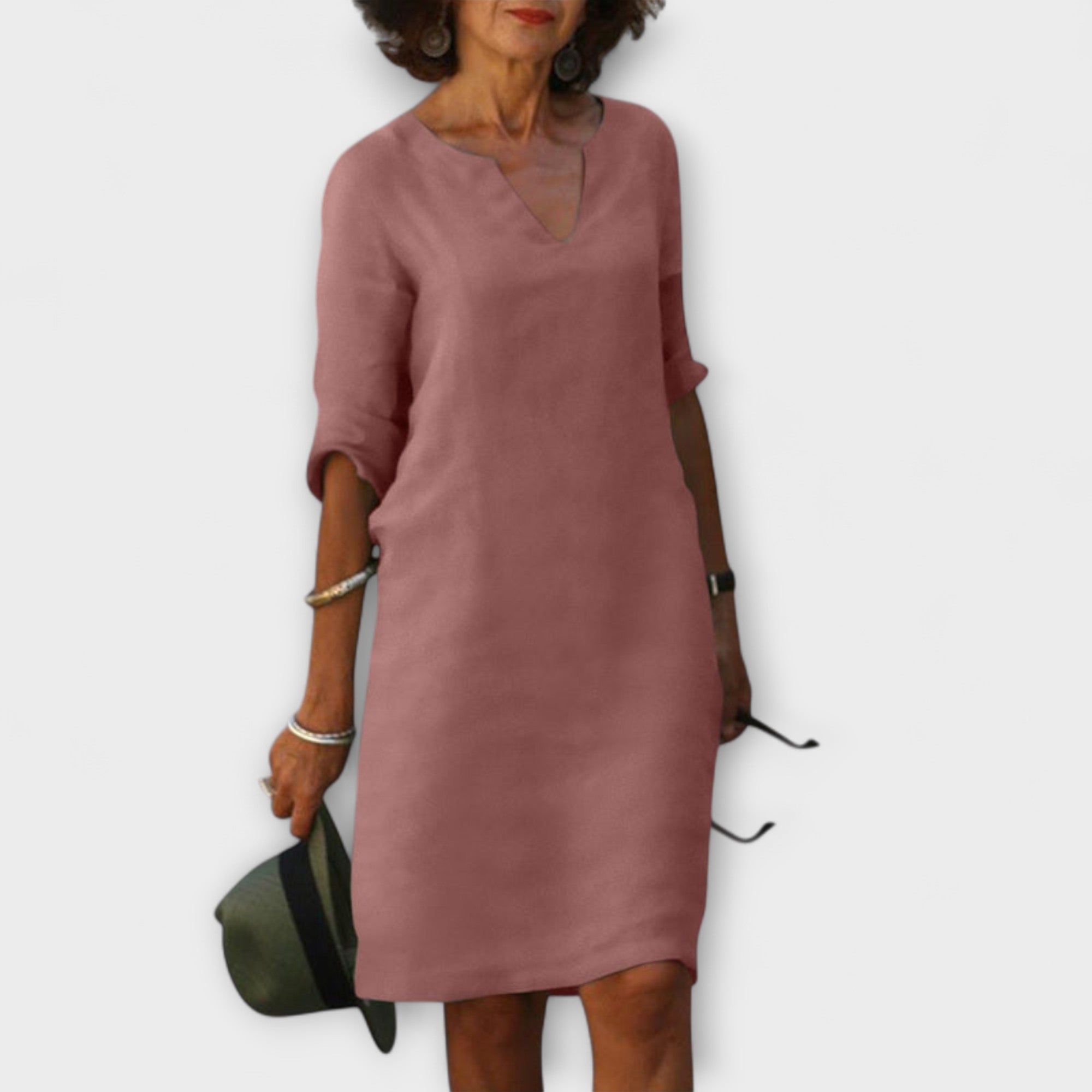 Ellyse - Petrolfarbenes Sommerkleid mit V-Ausschnitt