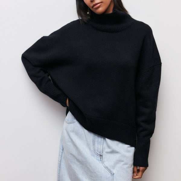Katrielle - Hellblauer gemütlicher Rollkragenpullover
