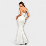 Callie - Beiges elegantes Rüschenkleid