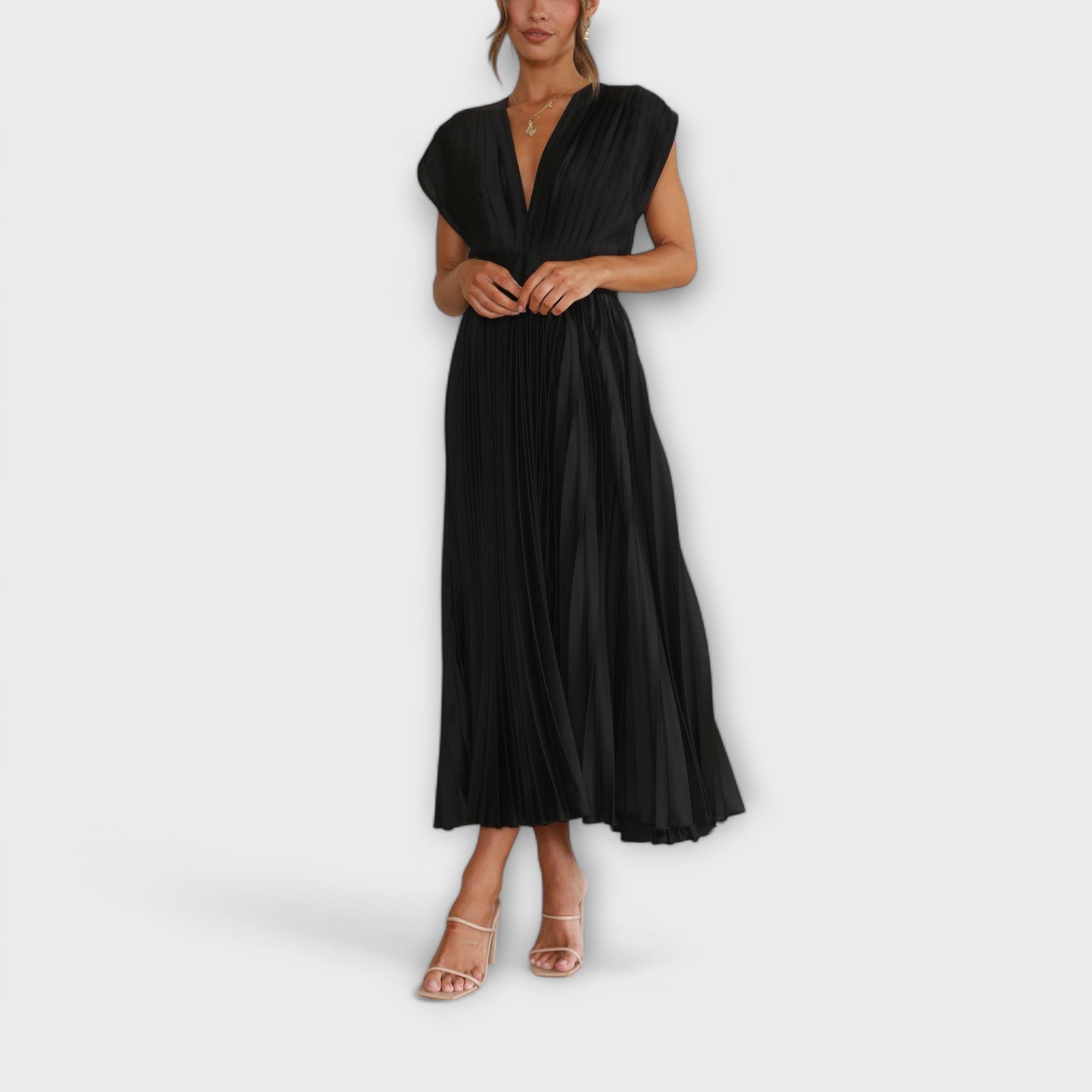 Maria - Altrosa stilvolles Faltenkleid