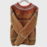 Terracotta Valley | Brauner Pullover mit Norweger-Muster
