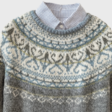 Lux | Hellgrauer Vintage-Pullover mit Norweger-Muster