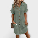 Aria - Weisses Hemdblusenkleid mit Knopfleiste