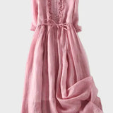 Salbeigrünes Leinen-Trägerkleid