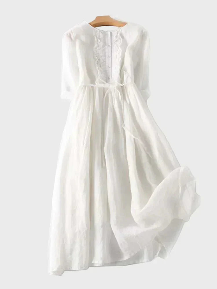 Salbeigrünes Leinen-Trägerkleid