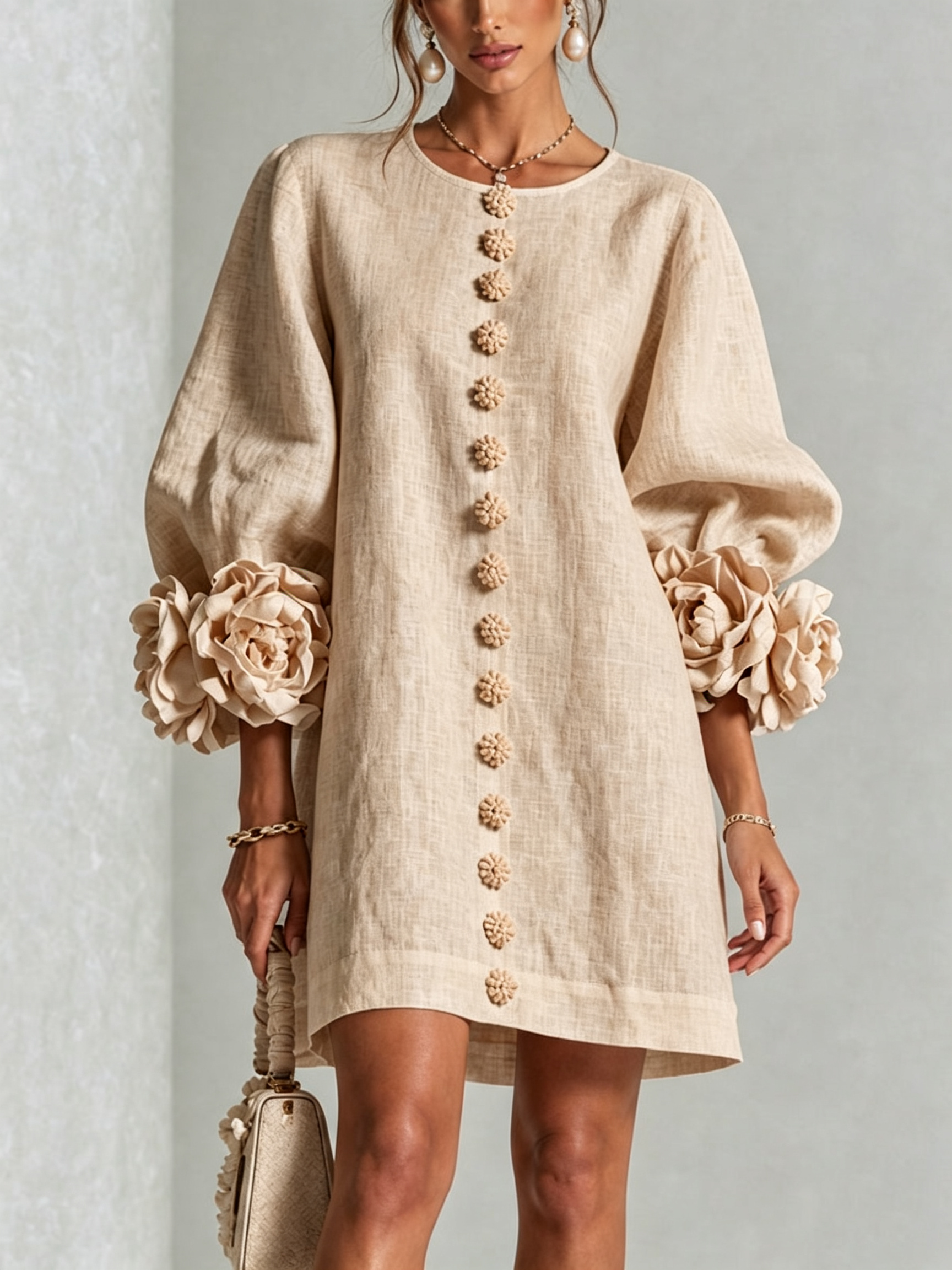 Anita - Elegantes Minikleid mit Rosendetails