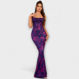 Thalia - Dunkelgrünes Maxikleid mit Blütenmuster
