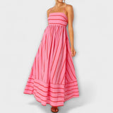 Svea - Rosa gestreiftes Maxikleid