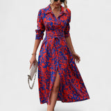 Bianca - Rotes Kleid mit Animal-Print